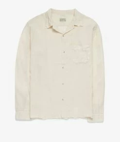 KAPITAL Soft Linen Open Collar Shirt -Camisas Ventas EK 716 Ecru sivasdescalzo kapital Soft Linen Open Collar Shirt EK 716 Ecru 1