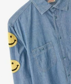 Camisas Ventas -Camisas Ventas EK 895 SAX sivasdescalzo KAPITAL CHAMBRAY WORK SHIRT SMILE EMBTOIDERY 1588087633 2