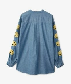 KAPITAL Chambray Work Shirt -Camisas Ventas EK 896 SAX sivasdescalzo KAPITAL CHAMBRAY WORK SHIRT SMILE EMBTOIDERY 1588088265 4