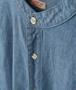 KAPITAL Chambray Work Shirt -Camisas Ventas EK 896 SAX sivasdescalzo KAPITAL CHAMBRAY WORK SHIRT SMILE EMBTOIDERY 1588088271 3