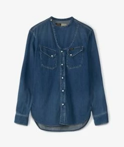 KAPITAL 8oz Denim Roller Collar Baseball Western Shirt -Camisas Ventas K2210LS093 sivasdescalzo KAPITAL 8OZ DENIM ROLLER COLLAR BASEBALL WESTERN SHIRT 1676385755 500