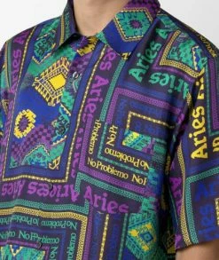 Aries Arise Pleated Satin Hawaiian Shirt -Camisas Ventas SSAR40105 MLT sivasdescalzo Aries Arise Pleated Satin Hawaiian Shirt 1659018543 3